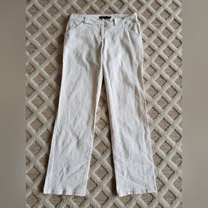 Avenue Montaigne Straight Leg White Pants With Buckle Details Size 10 Designer